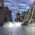 Modern Canyon Through Cliff Crevice 3d model