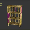 Green Potted Indoor Plant Placed on Wooden Three Tiered Shelf with Decorative Design