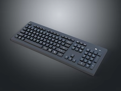 Sleek Black Computer Keyboard With Standard Layout And Numeric Keypad 3d model