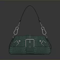 Stylish Green Handbag With Textured Surface And Metal Buckle Design Details