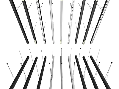 Modern Chandelier Rods In Black And White Metal For Interior Decor 3d model