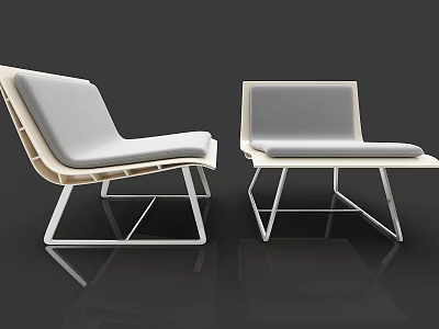 Modern Light Colored Leisure Chairs With Upholstered Seats And Metal Frames 3d model
