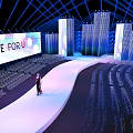 Modern Fashion Show Venue With Runway Model Audience Seats And Large Screens