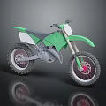 Green Dirt Bike With Black Seat White Fenders And Red Rimmed Wide Tires