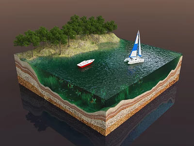 Modern sand table sea and land sand table 3d model