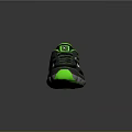 Black And Green Running Shoes With Gray Accents White Logo And Cushioned Sole