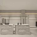 Modern Elegant Clothing Store Open Layout With Marble Counters Clothing Racks And Display Area
