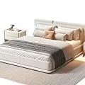 Modern Double Bed With Bedside Tables Pillows Blanket And Green Plant On Rug