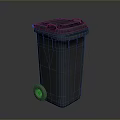 Gray Durable Trash Bin With Lid And Wheels For Home And Office Use 3d model