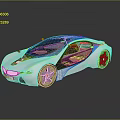 Futuristic Concept Car With Sleek White Body Blue Accents And Unique Wheels