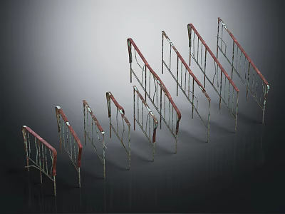 Metal Safety Fences With Red Crossbars Silver Frames And Foldable Portable Design 3d model