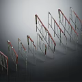 Metal Safety Fences With Red Crossbars Silver Frames And Foldable Portable Design