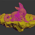 Fennec Fox And Cub Snuggling On White Rock Base With Pink Flowers Sculpture