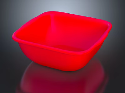 Red Square Plastic Basin A Practical Household Item For Daily Use 3d model