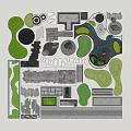 Garden Landscape Design With Shaped Green Areas Stone Pathways And Decorative Elements