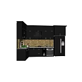 Modern Black Kitchen Cabinets With Tile Backsplash Countertop Faucet Oven And Refrigerator
