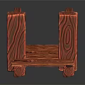 Wooden Small Bridge Model With Carved Railings And Textured Planks