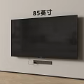 85 Inch Wall Mounted TV In Modern Living Room With Wooden Floor And Plain Wall