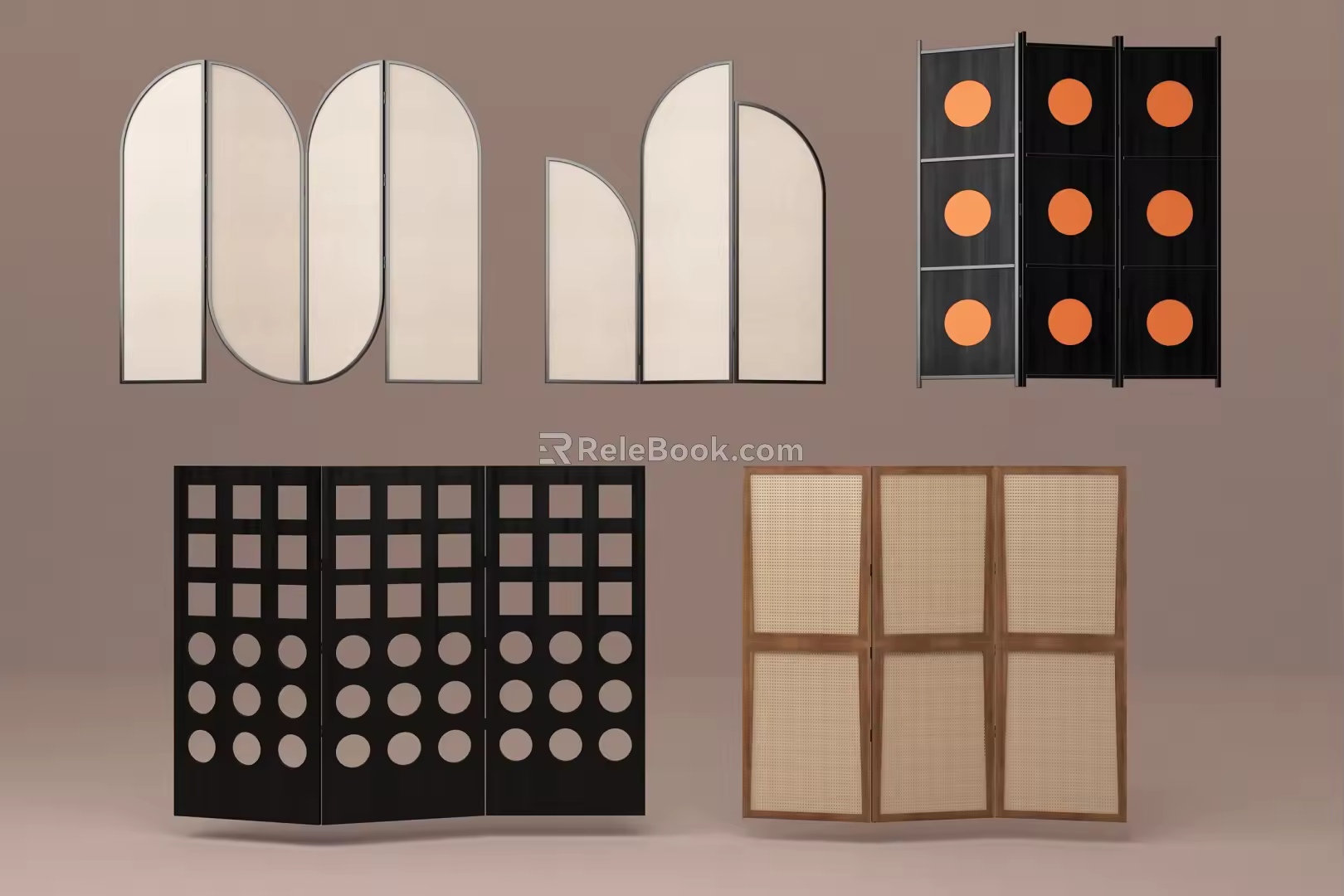 Middle ancient screen partition 3d model