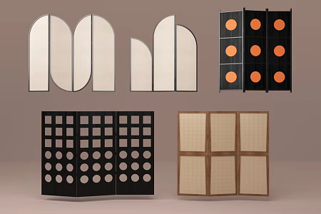 Middle ancient screen partition 3d model