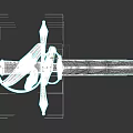 Medieval Sword With Red Blade White Hilt And Ornamental Metallic Guard