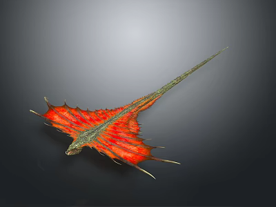 Mythical Fantasy Game Movie Character With Red Spiked Wings And Long Tail 3d model
