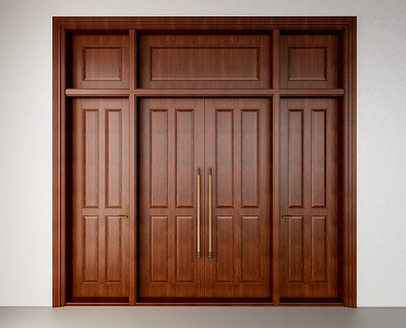 Modern double-door four-door wooden door 3d model