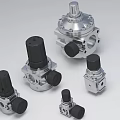 Industrial Equipment Silver Metal Regulators With Black Knobs And Precision Structure