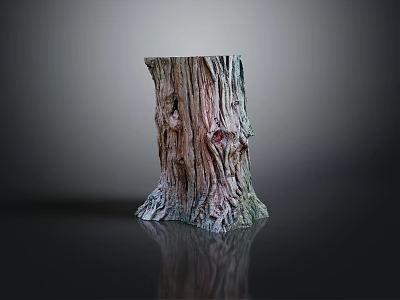 Rustic Wooden Tree Stump Decoration With Natural Stone Texture For Home Decor 3d model