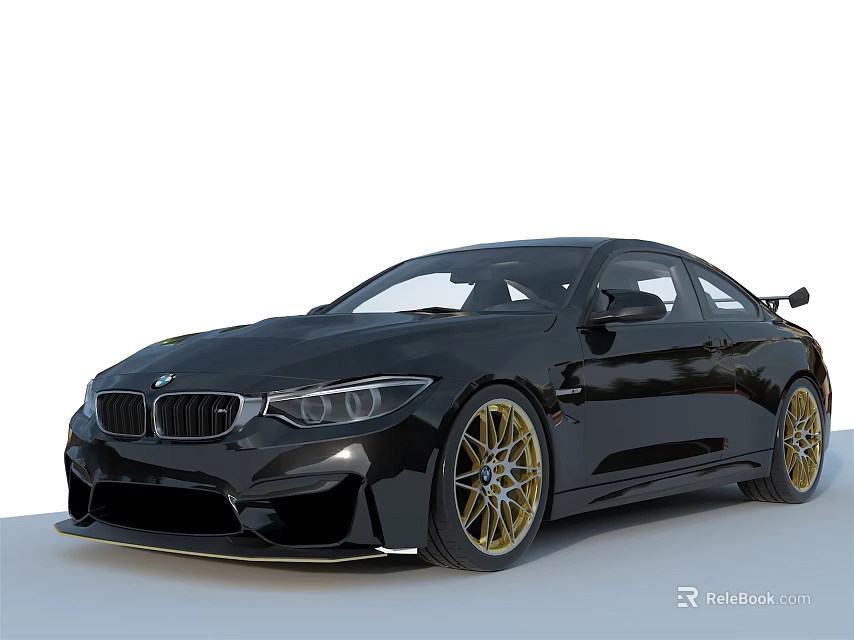 Black BMW Two Door Sports Car With Gold Alloy Wheels And Sleek Exterior 3d model 
