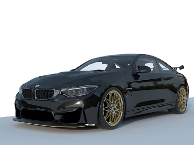 Black BMW Two Door Sports Car With Gold Alloy Wheels And Sleek Exterior 3d model