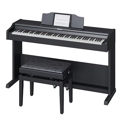 Black Digital Piano Setup With Matching Piano Bench And Music Stand 3d model Black Digital Piano Setup With Matching Piano Bench And Music Stand 3d model