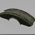 Ancient Stone Arch Bridge Component Covered With Green Moss And Weathered Texture 3d model