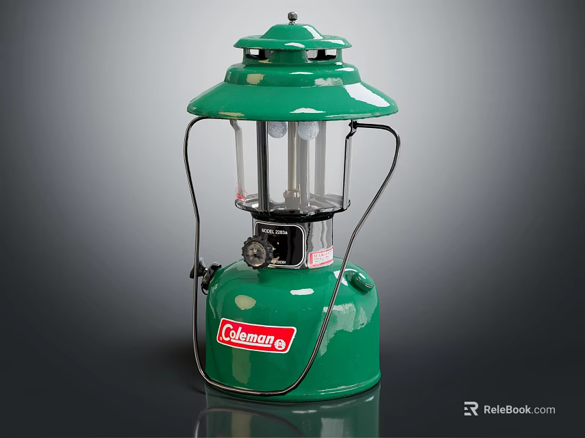 Vintage Green Coleman Candle Lantern With Classic Design And Metal Frame 3d model 