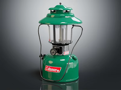Vintage Green Coleman Candle Lantern With Classic Design And Metal Frame 3d model