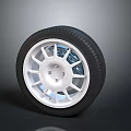 Car Wheel Rim And Tire Design With White Spokes And Black Rubber Tread