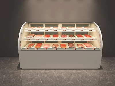 Commercial Refrigerated Display Case with Glass Door and Meat Products 3d model