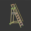 Silver Metal Portable Ladder With Wheels And Foldable Step Design 3d model
