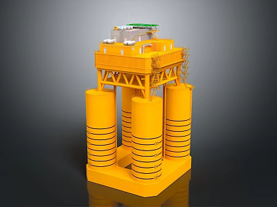 Yellow Industrial Equipment Platform with Cylindrical Structures Top Equipment and Ladder 3d model