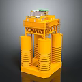 Yellow Industrial Equipment Platform with Cylindrical Structures Top Equipment and Ladder