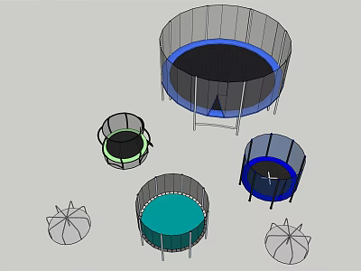 Various Sizes And Colors Trampoline Sports Equipment With Sturdy Design 3d model