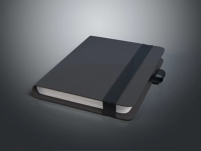 Sleek Black Notebook Featuring Strap Closure and Smooth Hardcover Minimalist Design 3d model