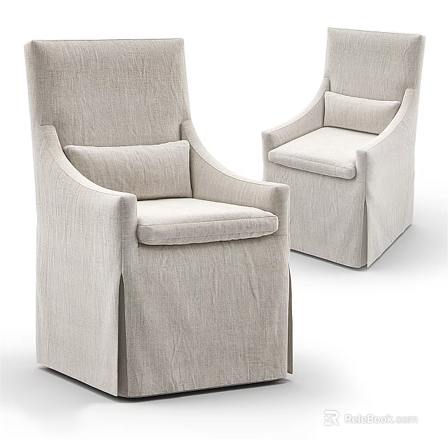 Light Colored Fabric Single Sofa with Comfortable Armrests and Backrest for Elegant Living Room Decor 3d model 