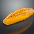 Yellow Roasted Banana with Surface Lines on Black Smooth Surface and Reflection 3d model
