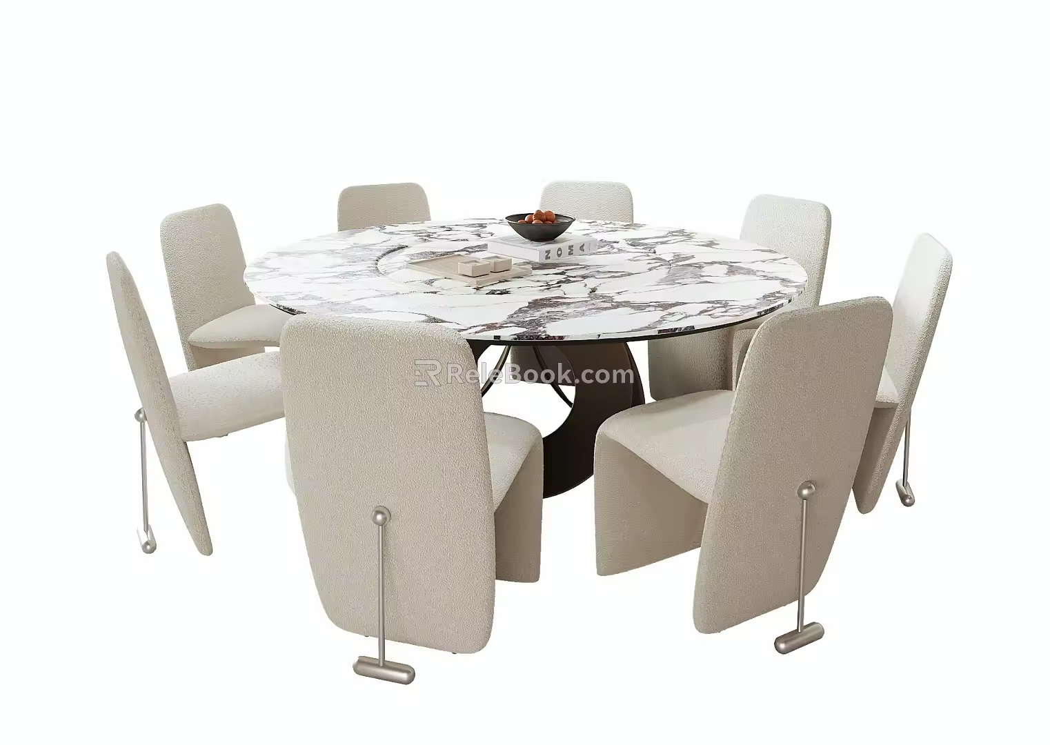 Modern Dining Table and Chair Combination Round Dining Table Dining Chair 3d model