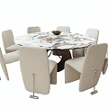 Modern Dining Table and Chair Combination Round Dining Table Dining Chair 3d model