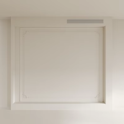 White Decorative Ceiling with Plaster Molding Smooth Panel and Top Vent Trim Design 3d model