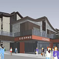 Vibrant Commercial Street With Modern Traditional Buildings SISYPHE Shops And Pedestrians