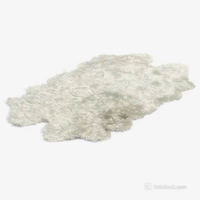 White Fluffy Square Rug With Soft Plush Texture And Comfortable Design 3d model