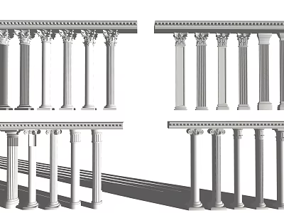 Classical Roman Columns Architectural Design Featuring Decorative Capitals Base And Shaft Details 3d model